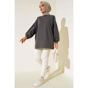 เสื้อคลุมผ้าเรยอนปักสองด้ายสำหรับผู้หญิงสไตล์โบฮีเมียนลำลองทรงสั้นยาวสีล้วนแบบแอนทราไซต์-XS และ XL ขนาดแฮนด์เมดสวมใส่ในสำนักงาน - Product Image 2