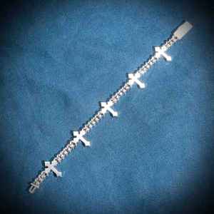 Vintage 6mm Moissanite Iced out Diamond Cross Cuban Link Bracelet Charm Pulseras para ocasiones de boda - Product Image 3