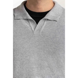 Suéter de Punto Liso Teñido para Hombre, 100% Algodón Transpirable, Manga Corta, Informal, Invierno, OEM, ODM, Marca Privada - Product Image 2