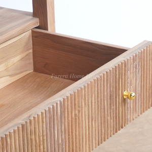 Table de chevet en bois de teck massif de haute qualité de style moderne meubles de chambre à coucher de couleur naturelle pour la maison hôtel pour le salon entrepôt - Product Image 5