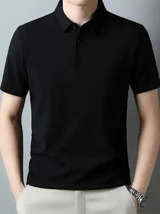 Camiseta clásica antiarrugas 100% de algodón para hombre, Polo Camiseta con cuello, estampado de logotipo personalizado, patrón sólido, ropa informal, camisa de punto - Product Image 3