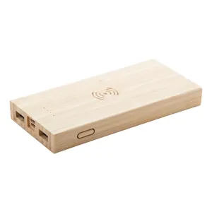 Banque d'alimentation sans fil en bambou écologique Wooster – Gadgets promotionnels - Product Image 1