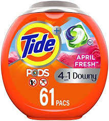 Tide PODS Plus Downy 4 en 1 HE Turbo detergente para ropa cápsulas de jabón, aroma fresco de abril, bañera de 61 unidades - Product Image 6