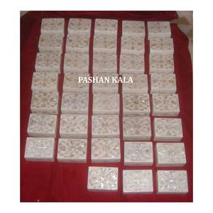 Boîte à bijoux de forme rectangulaire en marbre blanc incrusté de nacre fait à la main de meilleure qualité indienne pour la décoration de la maison - Product Image 1