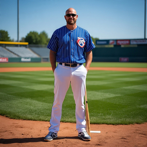 ชุดกีฬาซอฟต์บอลฟุตบอลชุดเครื่องแบบเบสบอลกระดุมเสื้อลายทางเครื่องแบบลูกนุ่ม - Product Image 2