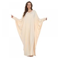 Nouvelle Robe Abaya pour Femme Musulmane, Couleur Unie, Manches Longues, Modeste, Longueur Cheville, Style Robe de Bal, pour l'Aïd 2025
