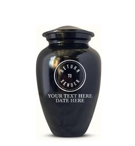 Urne funéraire circulaire pour cendres d'adultes, homme et femme, en aluminium gravé avec nom, finition noire, taille personnalisée, retour à l'expéditeur - Product Image 6