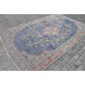 Tapis turc vintage 6,2x9,4 pi (189x288 cm), tapis oriental bleu orange - Product Image 3