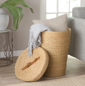 Caja de almacenamiento organizadora de algas marinas de estilo bohemio, tapa de cesta tejida grande de gran tamaño, ahorro de espacio, hecha en Vietnam - Product Image 6