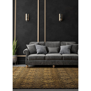 Alfombra de Lana y Seda de Bambú Tejida a Mano con Patrón Geométrico Azalea para Sala de Estar o Pasillo, Modelo Rectangular LRB-1695 - Product Image 5