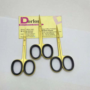 Tijera para uñas de belleza con etiqueta personalizada privada al por mayor, Tijera para manicura de acero inoxidable chapada en oro, Tijera para cutículas de uñas en Pakistán - Product Image 1