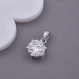 Pendentif solitaire en diamant de laboratoire rond certifié IGI, en or blanc/jaune/rose 14 carats, 6 griffes, bijou classique pour femme - Product Image 4