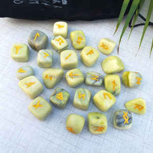 Meilleur ensemble de 25 runes en agate de guérison Pierres gravées Serpentine Crystal Runes Pierre semi-précieuse Artisanat - Product Image 2