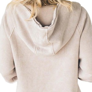 Sudadera con capucha con cremallera de ácido personalizada para mujer, aspecto Vintage sólido, algodón de poliéster de gran tamaño, informal, para invierno, respetuoso con el medio ambiente - Product Image 6