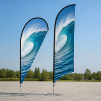 Drapeau de plage en forme de goutte d'eau à ventouse, écologique, imprimé par transfert thermique, fabriqué en Chine