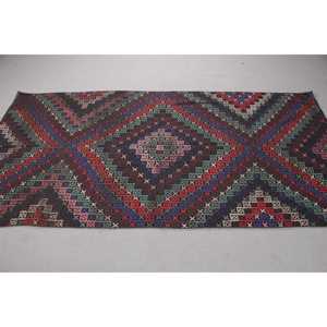 Alfombra Kilim Turca Vintage de 4,3x8,3 pies (131x252 cm), Alfombra de Lana Azul Sólida - Product Image 3