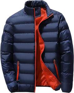 Best Quality Men's Winter Water-Resistant Padded Puffy Coat Shiny Hood Insulated Wool <b>Fabric</b> Streetwear Featuring Front Letter - Product Image 2