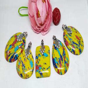 Pendentifs en pierre de calsilice arc-en-ciel Style Feng Shui pendentif de guérison gravé pierre précieuse en vrac galvanisée cristal naturel - Product Image 3