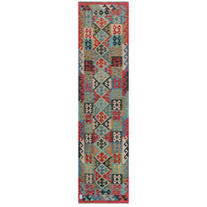 Alfombra Kilim de Maimana, Afganistán, 295 x 75 cm - Product Image 1