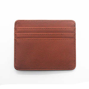 Porte-cartes de crédit minimaliste en cuir véritable pour hommes et femmes, format de poche, porte-cartes mince - Product Image 3