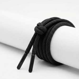 Cordons plats ronds écologiques avec logo personnalisé |   Cordon de serrage pour vêtements et chaussures en coton tressé à 100 % avec embouts en plastique/silicone/métal - Product Image 2