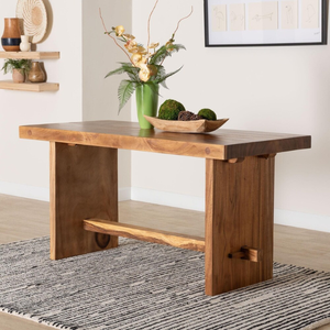 Table à manger en bois de suar massif minimaliste moderne avec pieds à panneaux droits pour usage commercial et domestique - Product Image 5
