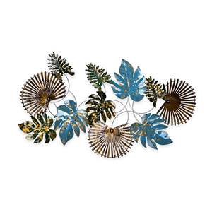 Art mural en métal Nature's Elegance, motif géométrique de feuilles luxueux pour le salon, le couloir, la décoration murale de la maison - Product Image 2