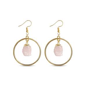 ต่างหูคริสตัลทรงหยดน้ำโรสควอตซ์ธรรมชาติแบบไม่สมมาตร Jeulia Joy & Romance - Product Image 1