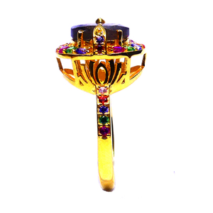 925 Sterling <b>Silver</b> Women's <b>Eternity</b> <b>Ring</b> Classic Gold Plated Multi-Color Labradorite Gemstones Fine Anniversary <b>Rings</b> Charm - Product Image 6