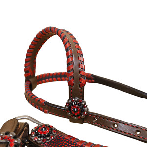 Bas quantité minimale de commande Rouge Métallique Dentelle Tressé Western Cheval Tack Ensemble Holographique Incrustation Décoré Cheval Headstall Poitrine Collier - Product Image 5