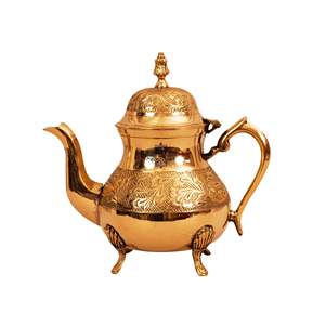 กาน้ำชาแบบมุกไลขนาด 750 มล. ลายใบไม้ ทำจากทองเหลืองแท้ พร้อมฝาปิดมีหูจับ - Product Image 4