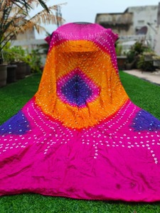 Silk Women Bandhani Dupatta Tie Dye Scarf Multicolor Indian Chunri Stole for Weddings Partie Gift Stylish Casual Wear Wholesale - Product Image 6