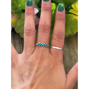 Sterling Silver <b>Turquoise</b> Inlay <b>Ring</b> Vintage Statement Jewelry <b>Gold</b> Plated Gift for Her - Product Image 2