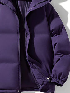 Blouson matelassé pour homme, couleur unie, personnalisable, col montant, style streetwear d'hiver, entièrement personnalisable, en polyester, blouson bomber - Product Image 5