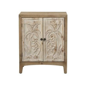 Armoire à deux portes décorative vintage faite à la main avec motif de mandala sculpté Construction en bois de manguier et finition rustique - Product Image 5