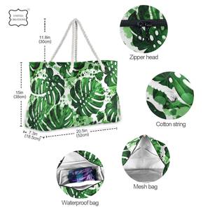 Sac fourre-tout imprimé en toile de hêtre recyclé naturel personnalisable sac à poignée en corde écologique sac à provisions recyclé - Product Image 3