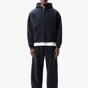 ชุดวอร์มและมีฮู้ดสำหรับผู้ชายชุดวอร์มผ้าคอตตอนฟลีซแบบรูดซิปขึ้นโอเวอร์ไซส์ออกแบบโลโก้ได้ตามต้องการ - Product Image 3