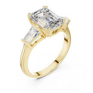 Anillo de Oro Rosa de 14K con Diamantes de Corte Princesa para Mujer, Ideal para Fiestas |   Nuevo Diamante Cultivado Corte Esmeralda 3.66 Ct Vintage Certificado por IGI - Product Image 6