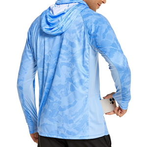 T-shirt en maille à manches longues pour homme, protection solaire UPF 50+, logo personnalisé, vêtements de pêche en polyester, chemise de pêche anti-UV - Product Image 4