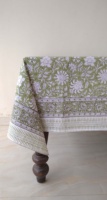 Nappe jetable en coton 100% à imprimé floral vert sauge, style indien, pour mariages et réceptions