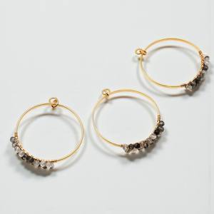 Breloque en forme de cercle en quartz rutilé noir perlé à faire soi-même pour la création de bijoux - Product Image 1