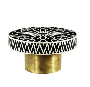 Elegante mesa de centro con incrustaciones de hueso redondo blanco tradicional para el hogar para muebles de sala de estar de lujo - Product Image 5