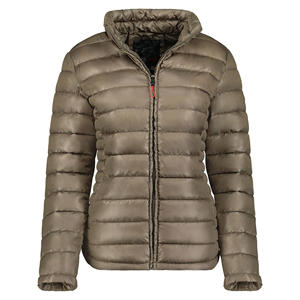 แจ็กเก็ตซิปขนเป็ดยืดหยุ่นสำหรับผู้หญิงแจ็กเก็ตน้ำหนักเบาหรูหราพร้อมแผ่นแปะตามสั่ง - Product Image 5