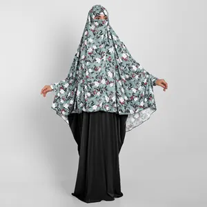 Instant Ready To Wear Low Cost Floral Printed Women Sleeves Veil Style Khimar Makhna Hijab 2023