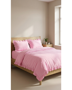 Luxury Woven Ruffled Solid Cooling Poly-Cotton Duvet Cover Set 4 Piece <b>Queen</b> <b>Size</b> Shabby Chic Frill Fitted Hotel Home & Hospital - Product Image 1