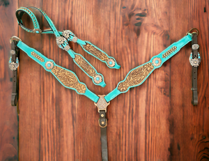 Serre-tête de cheval en cuir de vache de qualité argentine, ensemble de colliers de poitrine pour chevaux utilisés par les exportateurs - Product Image 2