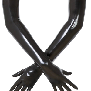 ถุงมือยาวโอเปร่าสีดำ PU แบบเรียบ ไม่บุซับใน สำหรับใส่ลำลองในฤดูหนาว - Product Image 1
