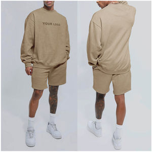 Conjunto de pantalones cortos y camisas con logotipo personalizado del fabricante Conjunto de dos piezas para correr 100% algodón para hombre - Product Image 5