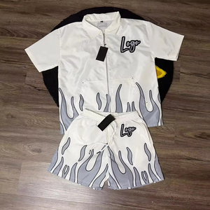 2025 personnalisé deux pièces coupe-vent court veste ensemble fermeture éclair en Nylon Polyester Streetwear survêtement hommes coupe-vent court ensemble - Product Image 4