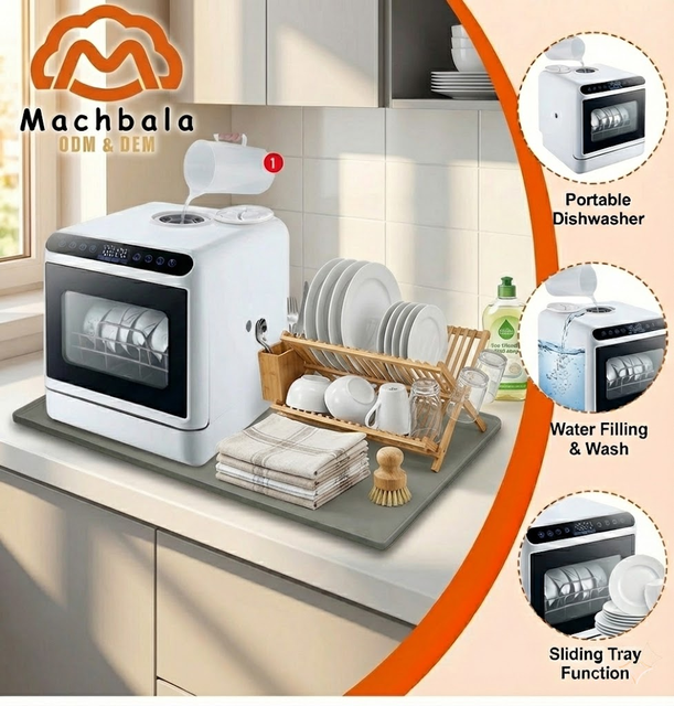 OEM Smart Countertop Dishwasher No Plumbing Built-in Water Tank 5 Place Settings Mini RV Portable Dish Washer Factory